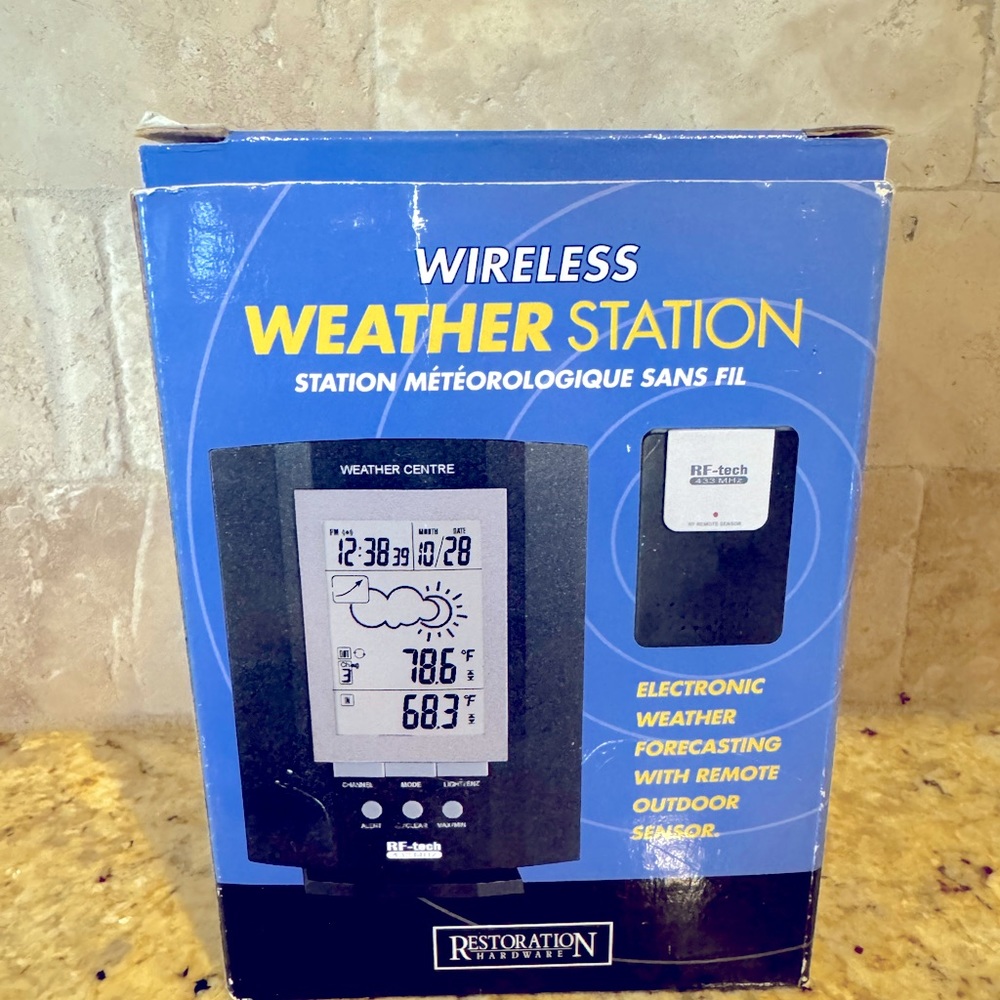 RF-tech (Restoration Hardware) Wireless Weather Station w/ remote & instructions